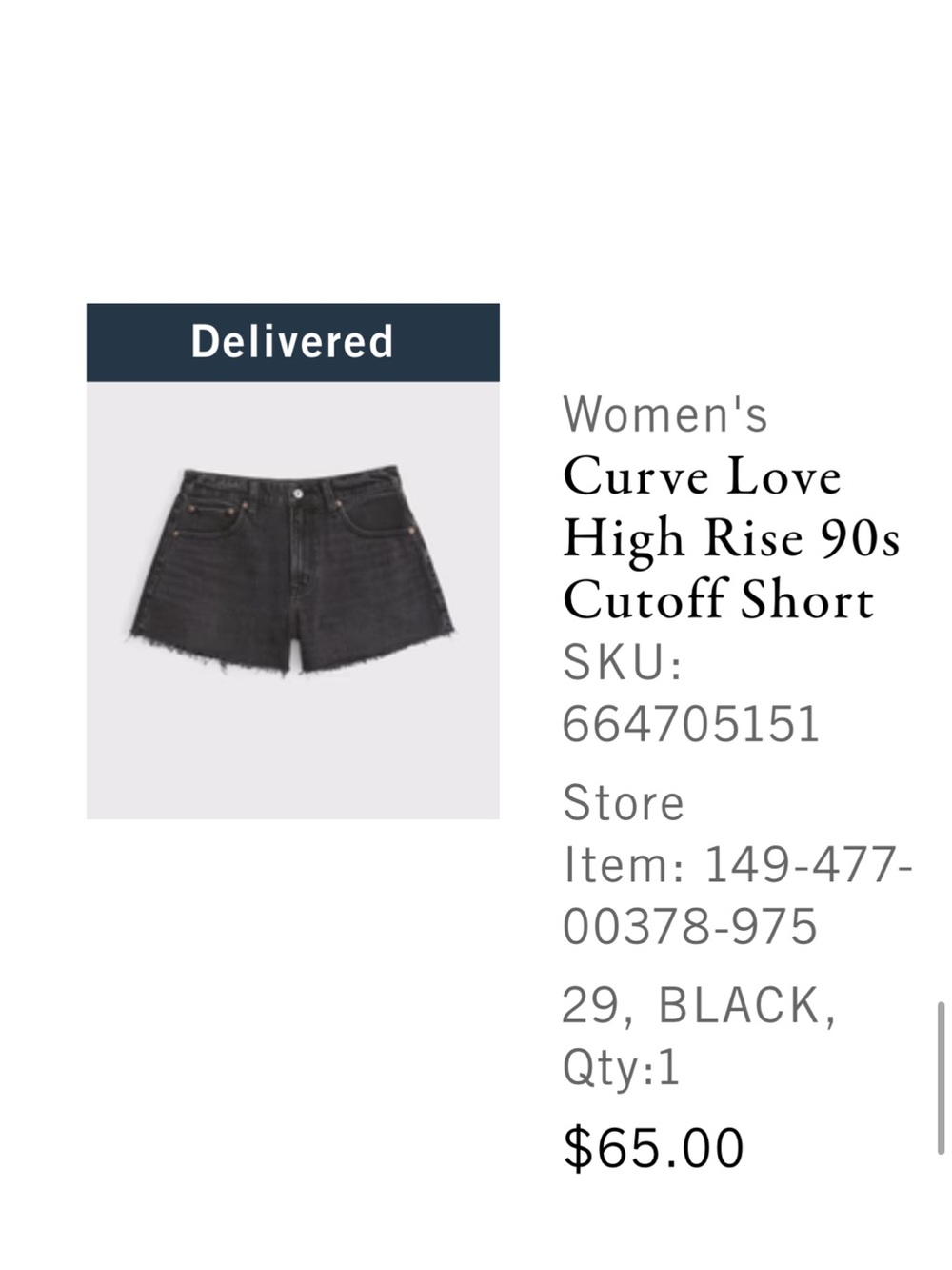 Abercrombie & Fitch Curve Love High Rise 90s Cutoff Short